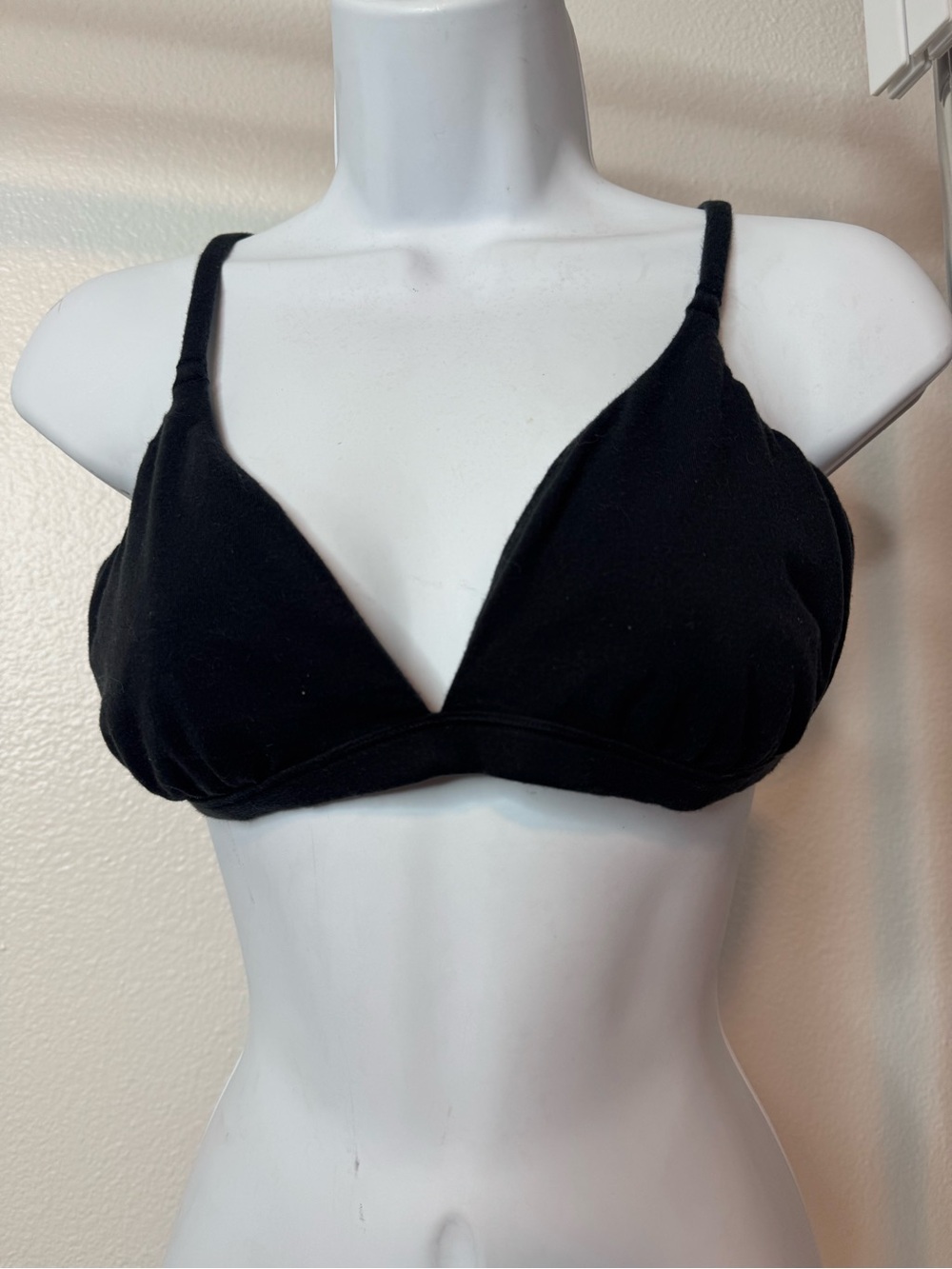 Skims Black Cotton Jersey Triangle Bralette Wireless Bra Womens XL Onyx